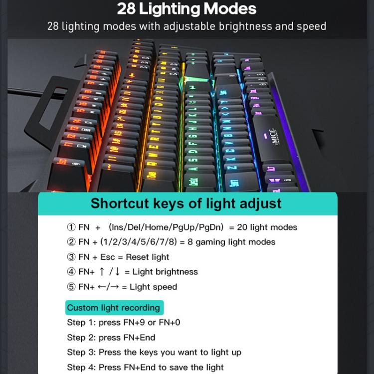 iMICE GK-400 English USB Wired RGB Mechanical Metal Gaming Keyboard - Wired Keyboard by iMICE | Online Shopping UK | buy2fix