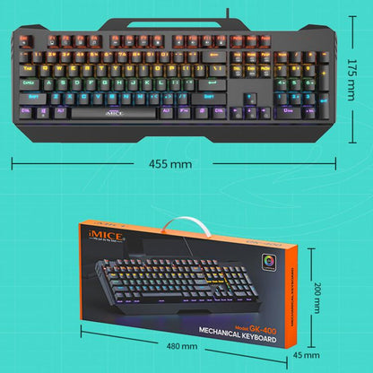 iMICE GK-400 English USB Wired RGB Mechanical Metal Gaming Keyboard - Wired Keyboard by iMICE | Online Shopping UK | buy2fix