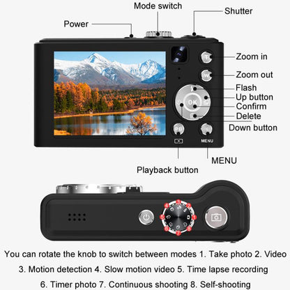 Q21 4K High Definition 16X Digital Zoom Camera 96 Megapixel Camera(Black) - Video Cameras by buy2fix | Online Shopping UK | buy2fix