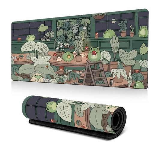 Frog Mouse Pad Cute Green Desk Mat With Non-Slip Rubber Base  For Computer Laptop 300x800x2mm(Pattern 1) - Mouse Pads by buy2fix | Online Shopping UK | buy2fix