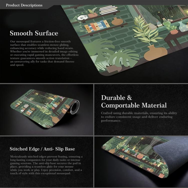 Frog Mouse Pad Cute Green Desk Mat With Non-Slip Rubber Base  For Computer Laptop 300x600x3mm(Pattern 6) - Mouse Pads by buy2fix | Online Shopping UK | buy2fix