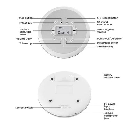 Kecag Mini Portable CD Player Walkman Study and Repeat Retro MP3 Music CD Player(KC-707) - DVD & LCD Player by Kecag | Online Shopping UK | buy2fix