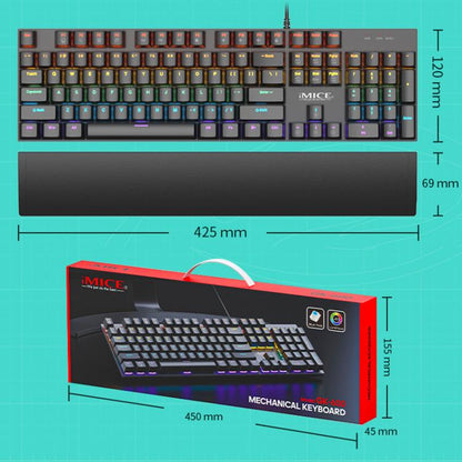 iMICE GK-600 USB Wired RGB Mechanical Metal Gaming Keyboard - Wired Keyboard by iMICE | Online Shopping UK | buy2fix