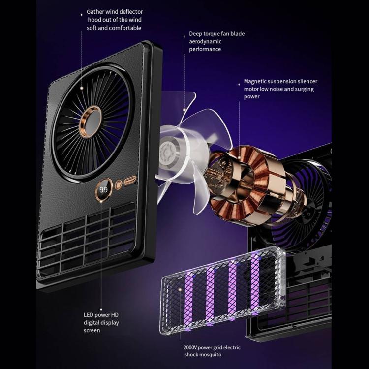 2-in-1 Household Electric Fan Mosquito Killer Lamp LED Digita lDesktop Fan, Color: Plug-in White - Electric Fans by buy2fix | Online Shopping UK | buy2fix