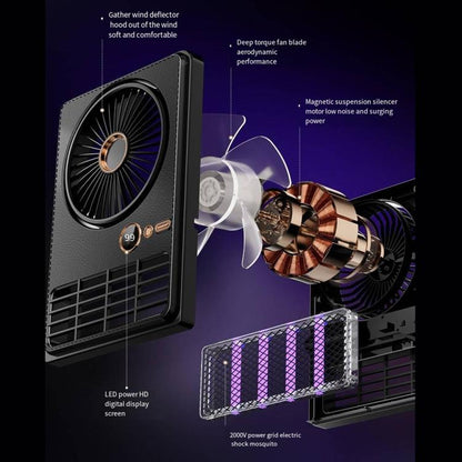2-in-1 Household Electric Fan Mosquito Killer Lamp LED Digita lDesktop Fan, Color: 3000mAh Black - Electric Fans by buy2fix | Online Shopping UK | buy2fix