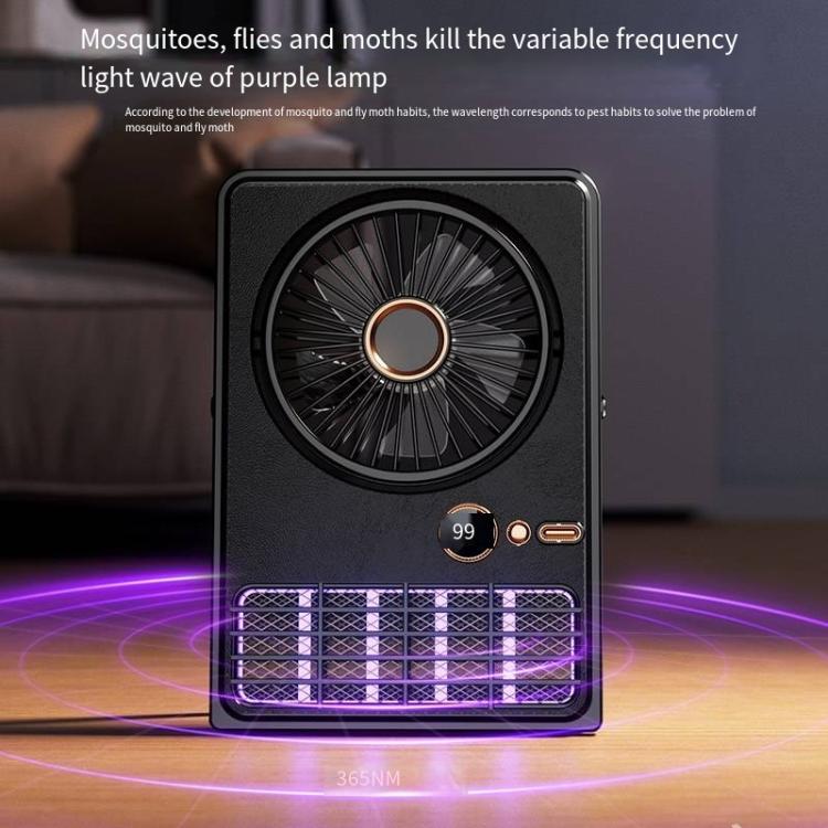 2-in-1 Household Electric Fan Mosquito Killer Lamp LED Digita lDesktop Fan, Color: 3000mAh Black - Electric Fans by buy2fix | Online Shopping UK | buy2fix