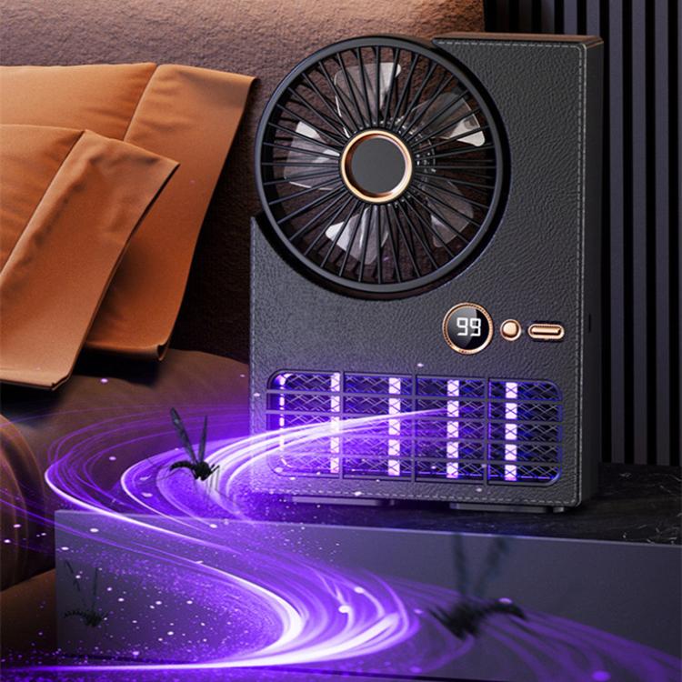 2-in-1 Household Electric Fan Mosquito Killer Lamp LED Digita lDesktop Fan, Color: Plug-in White - Electric Fans by buy2fix | Online Shopping UK | buy2fix