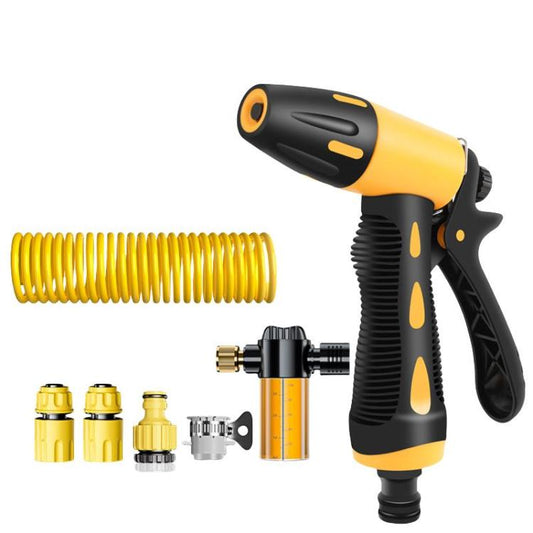 High-pressure Car Wash Sprinkler Household Spray Nozzle Rinse Watering Car Cleaning Tools, Spec: With Connectors+10m Spring Tube+Foam Jug - Car Washer & Accessories by buy2fix | Online Shopping UK | buy2fix