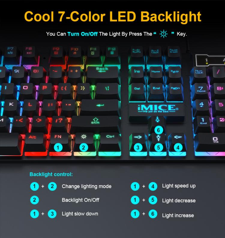 iMICE GK-490 4 In 1 Wired Hovering Illuminated Gaming Keyboard Mouse Headset Set - Wired Keyboard by iMICE | Online Shopping UK | buy2fix