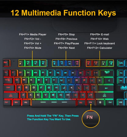 iMICE GK-490 4 In 1 Wired Hovering Illuminated Gaming Keyboard Mouse Headset Set - Wired Keyboard by iMICE | Online Shopping UK | buy2fix