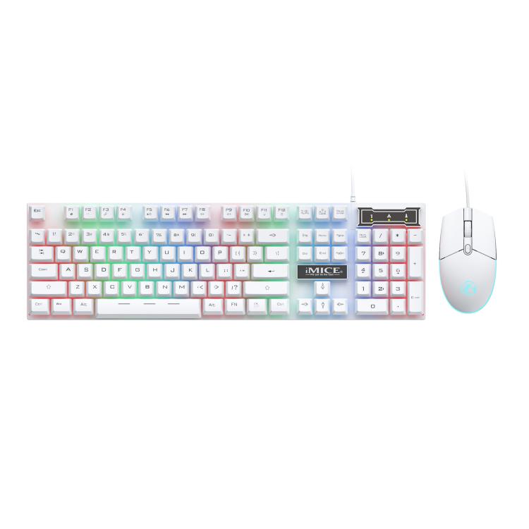 iMICE AN-350 Suspended Keycaps Mechanical Feeling Glowing Wired Gaming Keyboard and Mouse Set(White) - Wired Keyboard by iMICE | Online Shopping UK | buy2fix