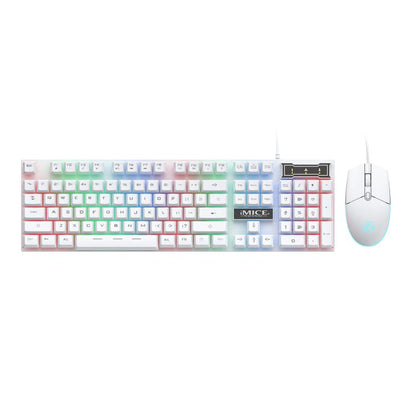 iMICE AN-350 Suspended Keycaps Mechanical Feeling Glowing Wired Gaming Keyboard and Mouse Set(White) - Wired Keyboard by iMICE | Online Shopping UK | buy2fix