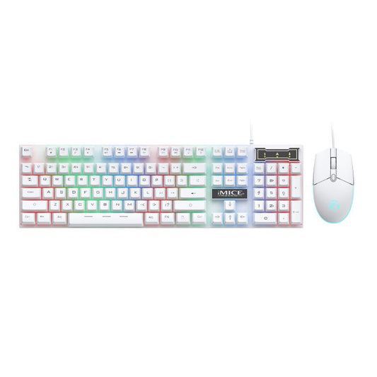 iMICE AN-350 Suspended Keycaps Mechanical Feeling Glowing Wired Gaming Keyboard and Mouse Set(White) - Wired Keyboard by iMICE | Online Shopping UK | buy2fix