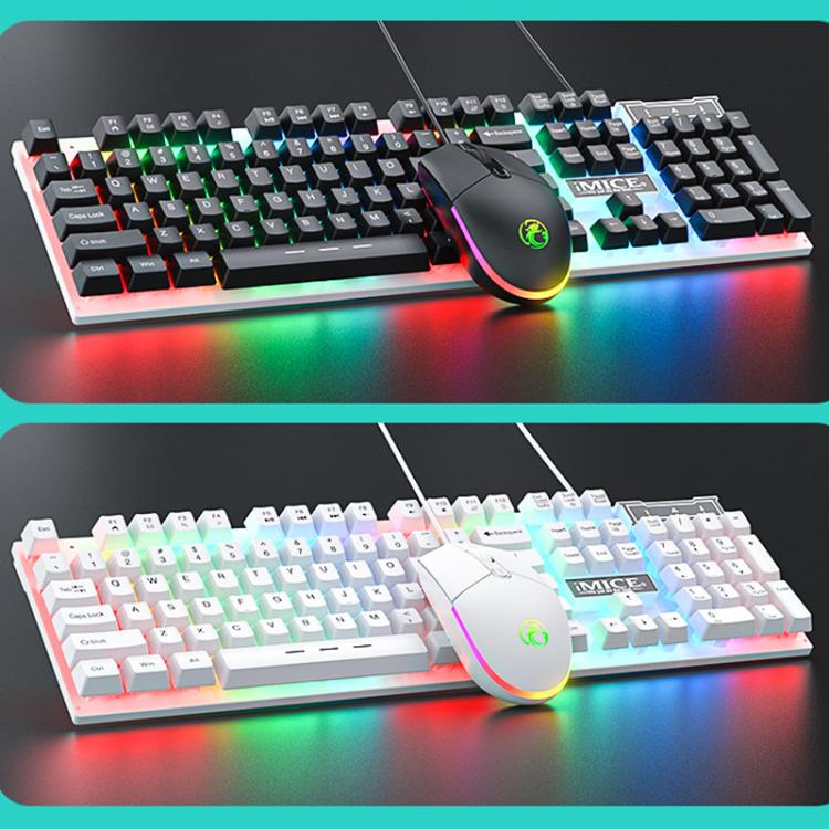 iMICE AN-350 Suspended Keycaps Mechanical Feeling Glowing Wired Gaming Keyboard and Mouse Set(White) - Wired Keyboard by iMICE | Online Shopping UK | buy2fix