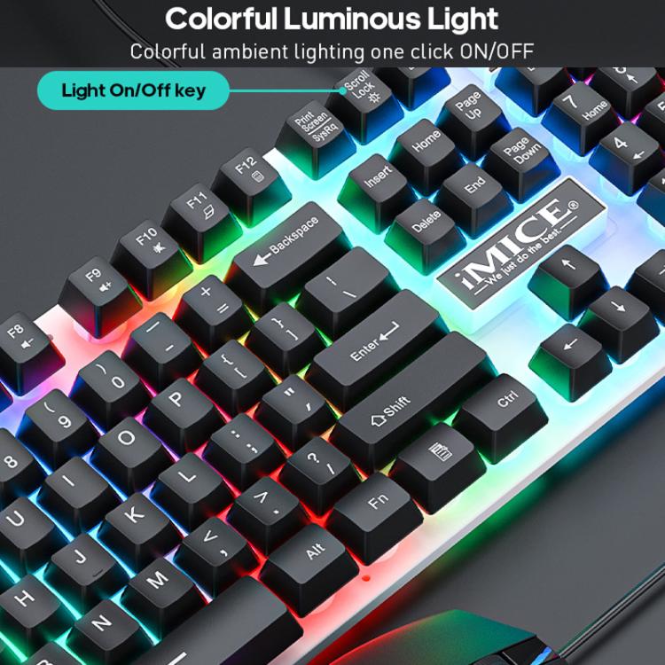 iMICE AN-350 Suspended Keycaps Mechanical Feeling Glowing Wired Gaming Keyboard and Mouse Set(Black) - Wired Keyboard by iMICE | Online Shopping UK | buy2fix