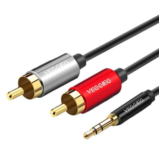 VEGGIEG 3.5mm 3.5 To 2RCA Audio Cable Cell Phone Computer Speaker Connection Cable, Length: 2m