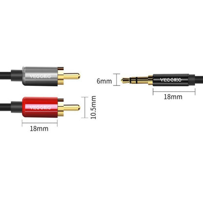 VEGGIEG 3.5mm 3.5 To 2RCA Audio Cable Cell Phone Computer Speaker Connection Cable, Length: 10m - RCA Cable by VEGGIEG | Online Shopping UK | buy2fix