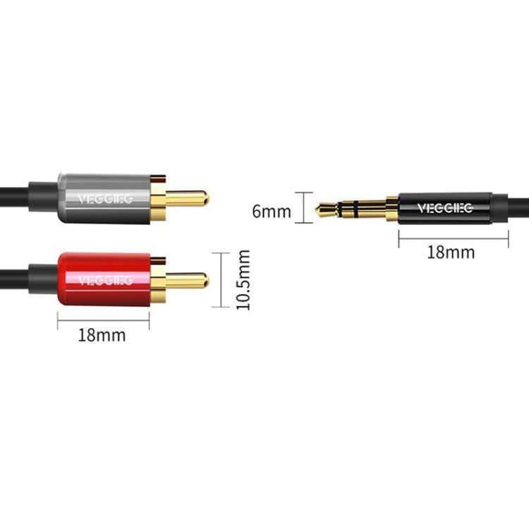 VEGGIEG 3.5mm 3.5 To 2RCA Audio Cable Cell Phone Computer Speaker Connection Cable, Length: 8m - RCA Cable by VEGGIEG | Online Shopping UK | buy2fix