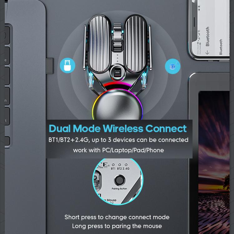 IMICE T800 Rechargeable Bluetooth Dual Mode Wireless Gaming Mice RGB Lighting Plating Mouse(Black) - Wireless Mice by iMICE | Online Shopping UK | buy2fix