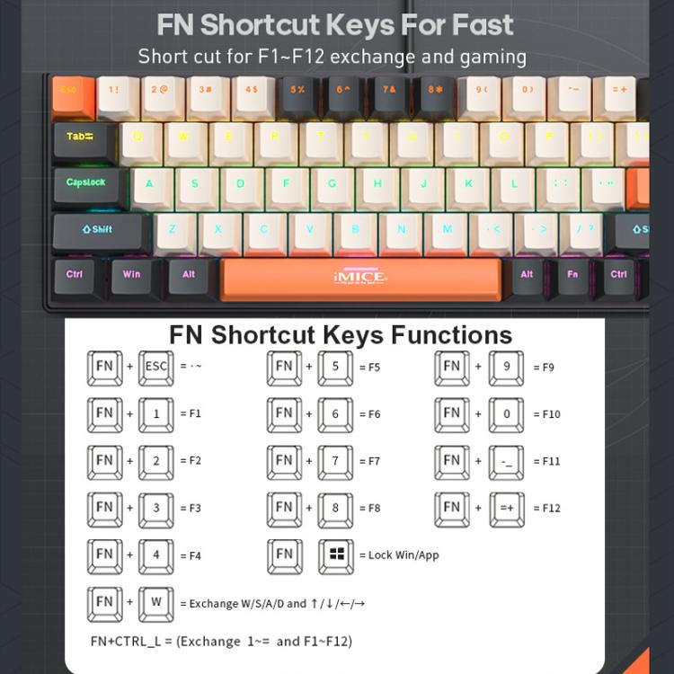 iMICE GK-690 Type-C Wired Mechanical Keyboard(White Pink) - Wired Keyboard by iMICE | Online Shopping UK | buy2fix