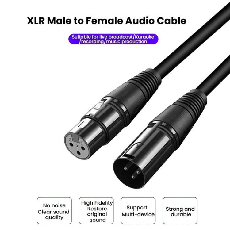VEGGIEG Male to Female Microphone Stereo Microphone Cable Amplifier XLR Balanced Copper Cannon Audio Cable, Length: 1.5m(Black) - Microphone Audio Cable & Connector by VEGGIEG | Online Shopping UK | buy2fix