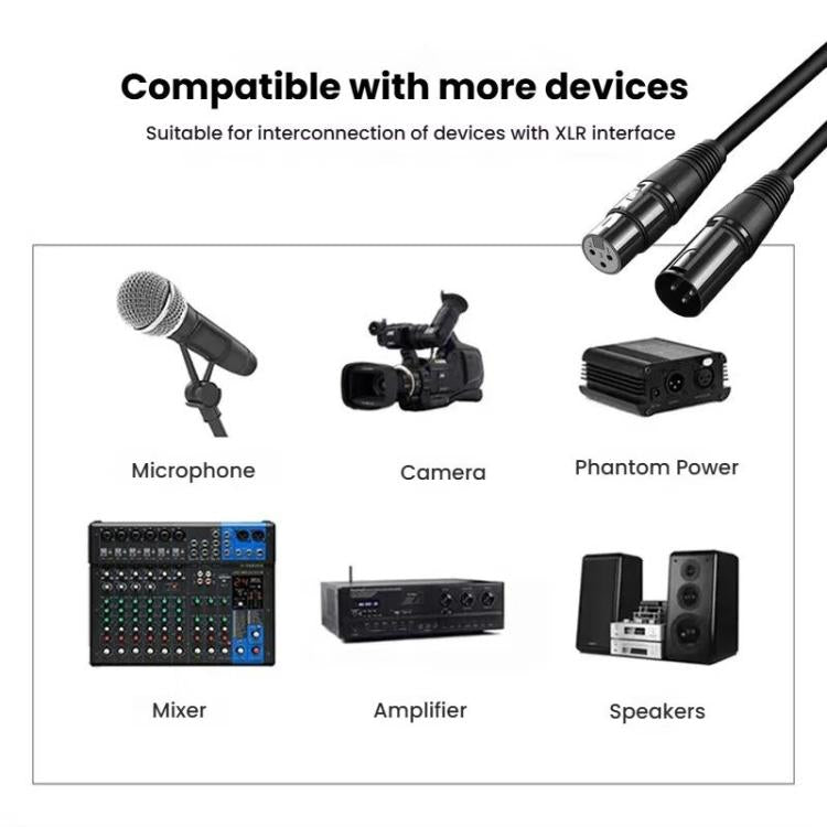 VEGGIEG Male to Female Microphone Stereo Microphone Cable Amplifier XLR Balanced Copper Cannon Audio Cable, Length: 15m(Black) - Microphone Audio Cable & Connector by VEGGIEG | Online Shopping UK | buy2fix