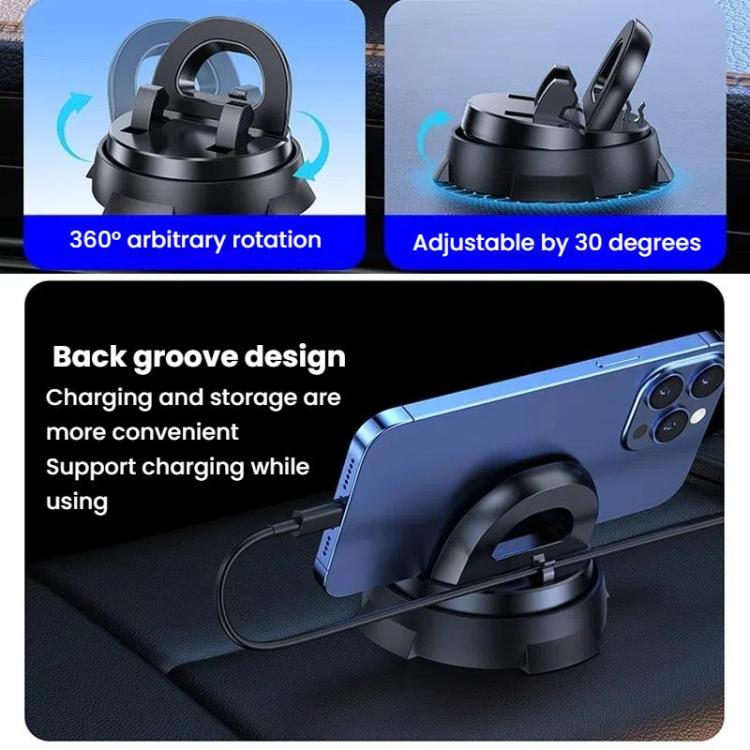 Car Navigation Stand Car Phone Holder 360 Rotating Powerful Adsorption Dashboard Multifunctional Phone Holder(Black) - Universal Car Holders by buy2fix | Online Shopping UK | buy2fix