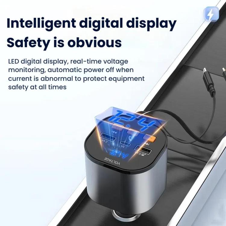 Multifunctional PD Bluetooth-Compatible USB Cigarette Lighter Car Fast Charging(8 Pin+TYPE-C) - Car Charger by buy2fix | Online Shopping UK | buy2fix