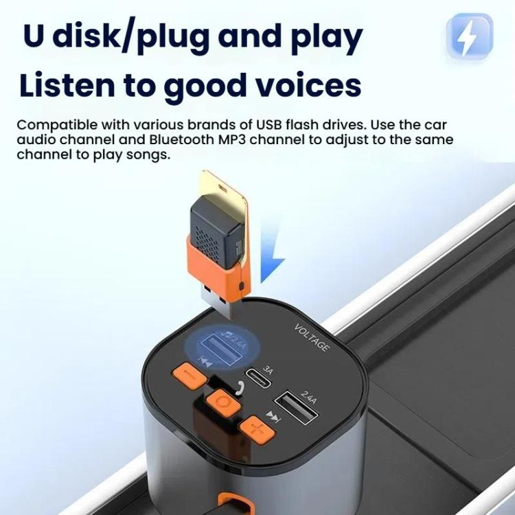 Multifunctional PD Bluetooth-Compatible USB Cigarette Lighter Car Fast Charging(8 Pin+TYPE-C) - Car Charger by buy2fix | Online Shopping UK | buy2fix