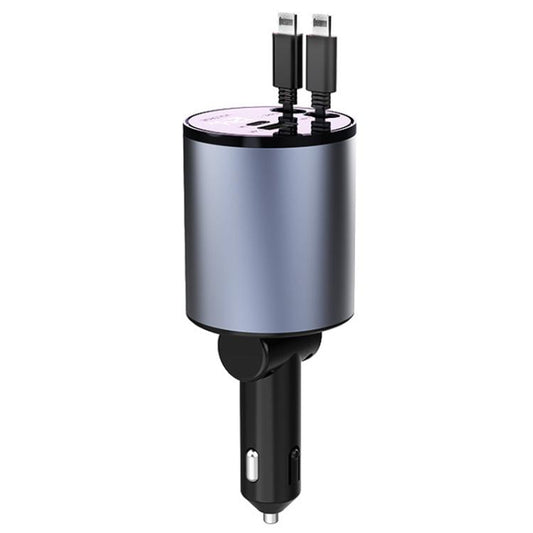 100W Metal Car Retractable Cable Cigarette Lighter Charger, Specification: 8 Pin+8 Pin (2.4A) - Car Charger by buy2fix | Online Shopping UK | buy2fix