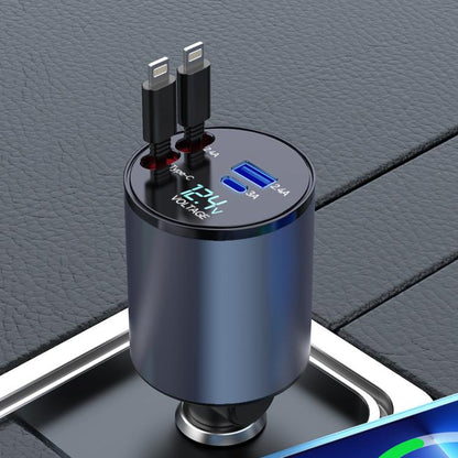 100W Metal Car Retractable Cable Cigarette Lighter Charger, Specification: 8 Pin+8 Pin (2.4A) - Car Charger by buy2fix | Online Shopping UK | buy2fix