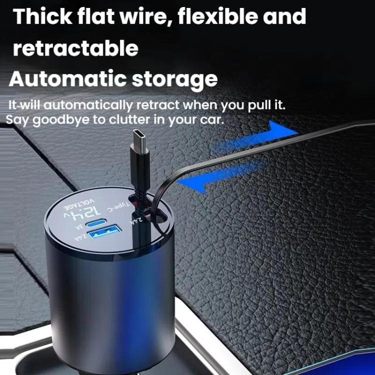 100W Metal Car Retractable Cable Cigarette Lighter Charger, Specification: 8 Pin+8 Pin (2.4A) - Car Charger by buy2fix | Online Shopping UK | buy2fix