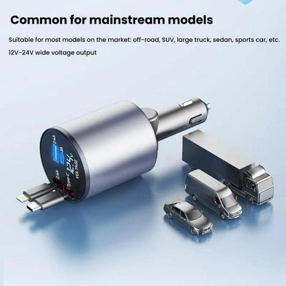 100W Metal Car Retractable Cable Cigarette Lighter Charger, Specification: 8 Pin+TYPE-C - Car Charger by buy2fix | Online Shopping UK | buy2fix