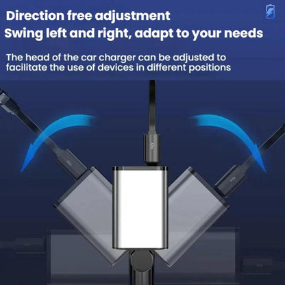 120W 1 To 2 Retractable USB Car Fast Charging Charger With Cigarette Lighter(8 Pin+TYPE-C) - Car Charger by buy2fix | Online Shopping UK | buy2fix