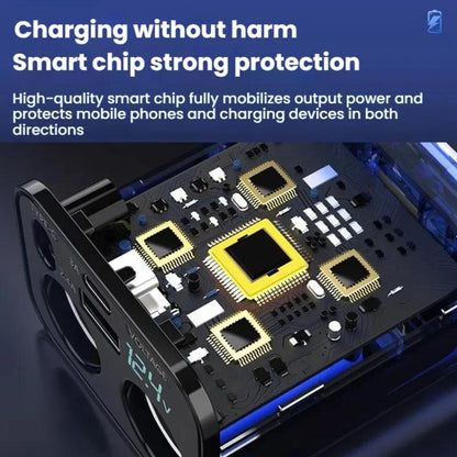 120W 1 To 2 Retractable USB Car Fast Charging Charger With Cigarette Lighter(8 Pin+TYPE-C) - Car Charger by buy2fix | Online Shopping UK | buy2fix