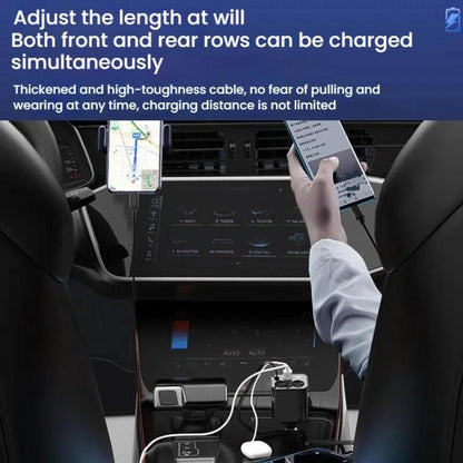 120W 1 To 2 Retractable USB Car Fast Charging Charger With Cigarette Lighter(8 Pin+TYPE-C) - Car Charger by buy2fix | Online Shopping UK | buy2fix