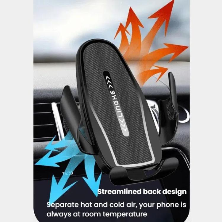 Carbon Fiber Clip-on Gravity Air Outlet Car Phone Holder, Color: Black Hawkbill Clip - Universal Car Holders by buy2fix | Online Shopping UK | buy2fix