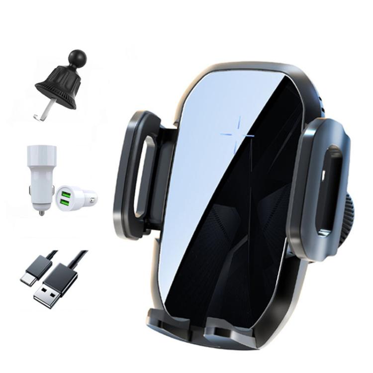 15W Wireless Induction Snap-on Charging Car Air Outlet Phone Holder, Color: White + Car Charger Head - Wireless Charger Holders by buy2fix | Online Shopping UK | buy2fix