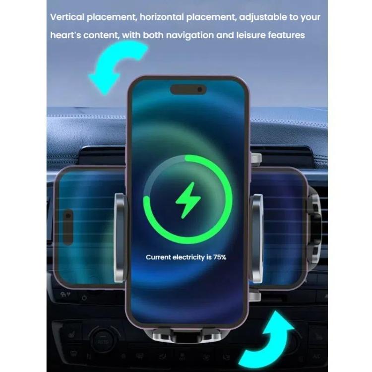 15W Wireless Induction Snap-on Charging Car Air Outlet Phone Holder, Color: Black - Wireless Charger Holders by buy2fix | Online Shopping UK | buy2fix