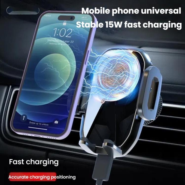 15W Wireless Induction Snap-on Charging Car Air Outlet Phone Holder, Color: White + Car Charger Head - Wireless Charger Holders by buy2fix | Online Shopping UK | buy2fix