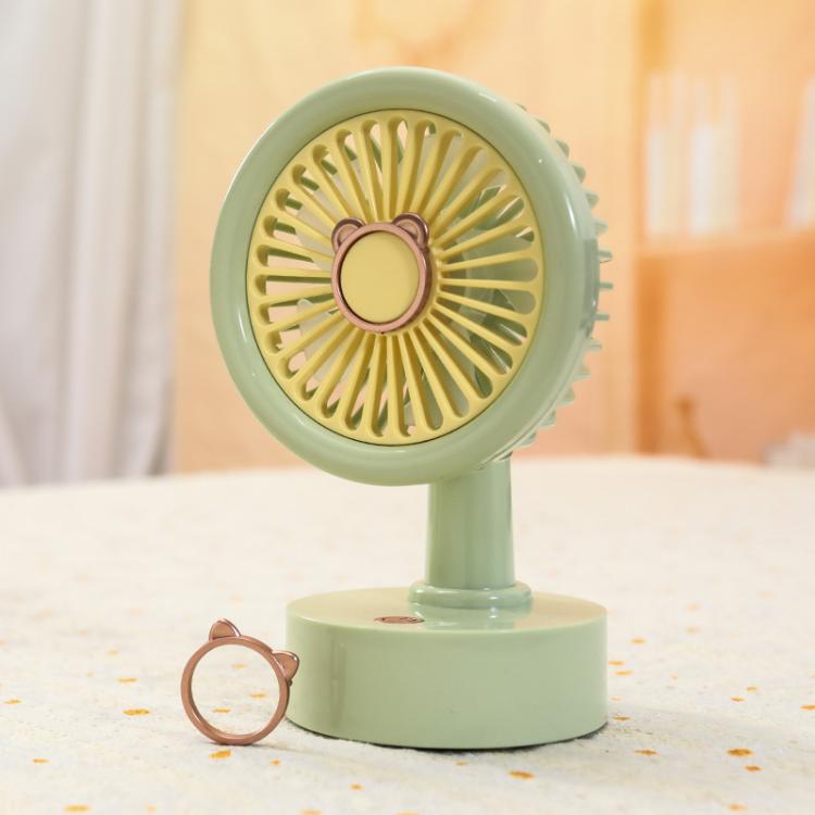 Student USB Small Desktop Fan Replaceable Animal Ears Multi-Speed Lithium Battery Mute Fan, Color: Green Bear - Electric Fans by buy2fix | Online Shopping UK | buy2fix