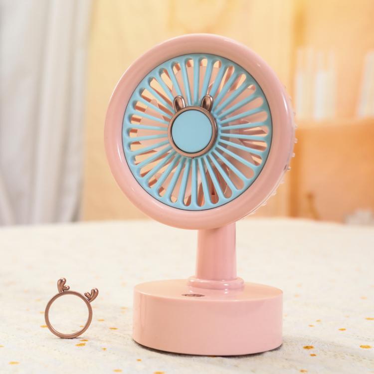 Student USB Small Desktop Fan Replaceable Animal Ears Multi-Speed Lithium Battery Mute Fan, Color: Pink Deer - Electric Fans by buy2fix | Online Shopping UK | buy2fix
