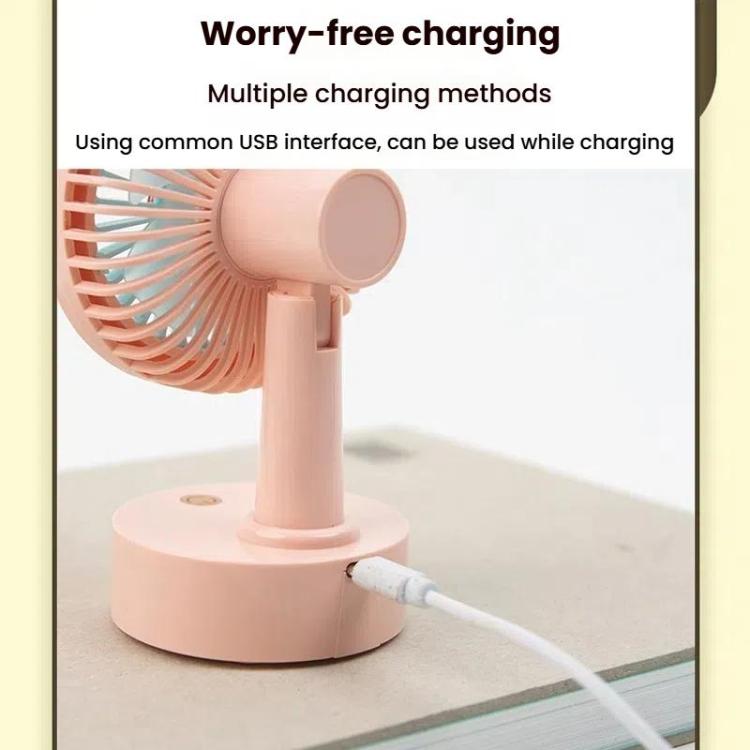 Student USB Small Desktop Fan Replaceable Animal Ears Multi-Speed Lithium Battery Mute Fan, Color: Beige Bear - Electric Fans by buy2fix | Online Shopping UK | buy2fix