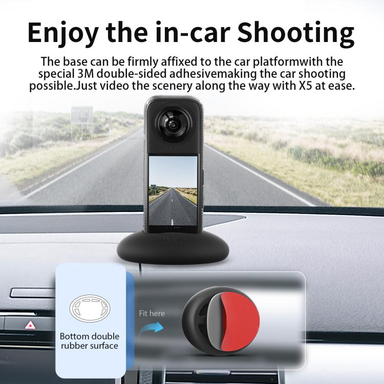 For Insta360 X5 / X4 aMagisn Silicone Base Desktop Stand Car Dashboard Holder(Black) - Mount & Holder by aMagisn | Online Shopping UK | buy2fix