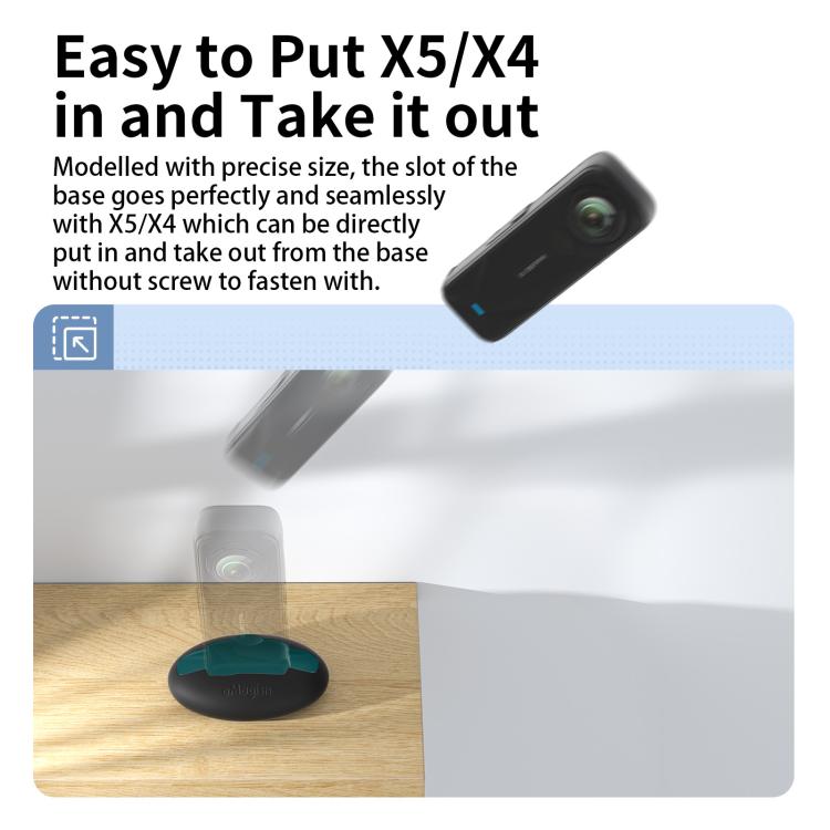 For Insta360 X5 / X4 aMagisn Silicone Base Desktop Stand Car Dashboard Holder(Black) - Mount & Holder by aMagisn | Online Shopping UK | buy2fix