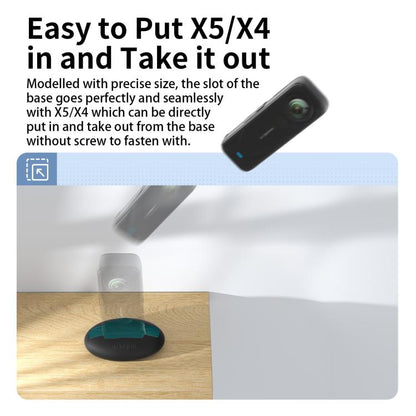 For Insta360 X5 / X4 aMagisn Silicone Base Desktop Stand Car Dashboard Holder(Black) - Mount & Holder by aMagisn | Online Shopping UK | buy2fix