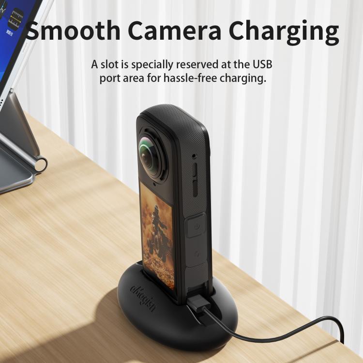 For Insta360 X5 / X4 aMagisn Silicone Base Desktop Stand Car Dashboard Holder(Black) - Mount & Holder by aMagisn | Online Shopping UK | buy2fix