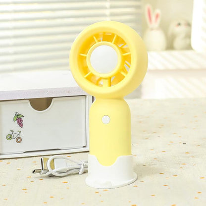 Handheld Rechargeable Fan Outdoor Camping Cooling Fan With Phone Holder Base(Yellow) - Electric Fans by buy2fix | Online Shopping UK | buy2fix