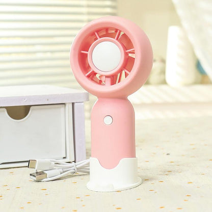 Handheld Rechargeable Fan Outdoor Camping Cooling Fan With Phone Holder Base(Pink) - Electric Fans by buy2fix | Online Shopping UK | buy2fix