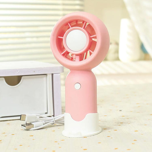 Handheld Rechargeable Fan Outdoor Camping Cooling Fan With Phone Holder Base(Pink) - Electric Fans by buy2fix | Online Shopping UK | buy2fix